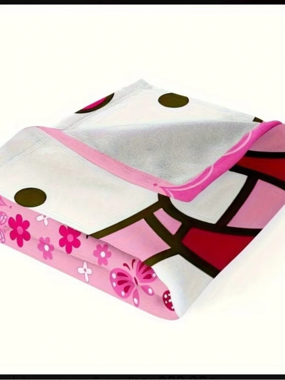 Hello Kitty Pink Floral & Butterfly Plush Throw Blanket